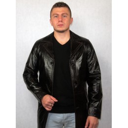 Куртка мужская черная кожаная 