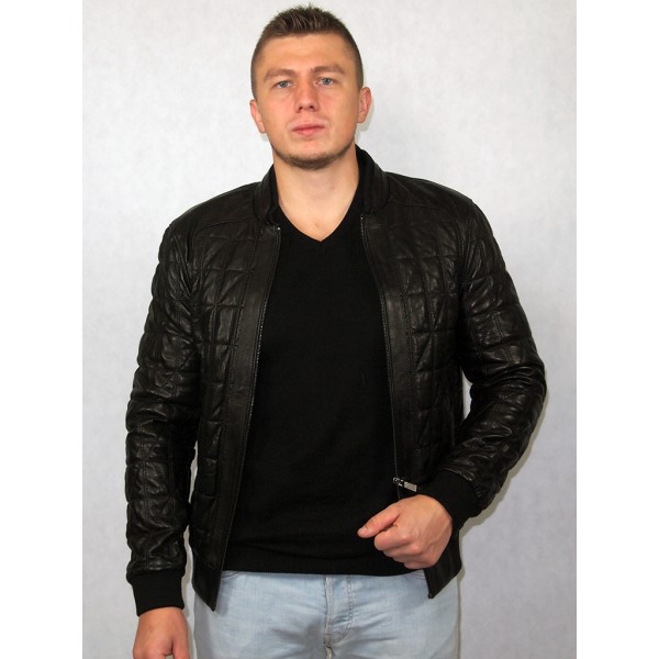 Куртка кожаная мужская черная бомбер 9143 (Артикул 9143) Куртка кожаная мужская черная бомбер 9143 (Артикул 9143)