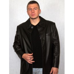 Куртка-пиджак мужская кожаная черная