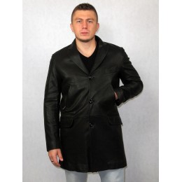 Куртка пиджак мужской черный кожаный 