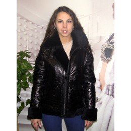 1175/23 Женский пилот из натуральной овчины с лаковым покрытием под крокодила 1175/23 Женский пилот из натуральной овчины с лаковым покрытием под крокодила